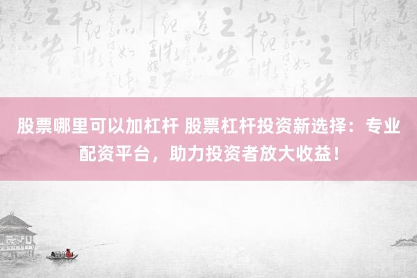 股票哪里可以加杠杆 股票杠杆投资新选择：专业配资平台，助力投资者放大收益！